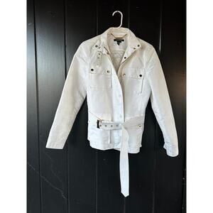 Lauren Ralph Lauren White Belted Utility Jacket Gold Hardware Small